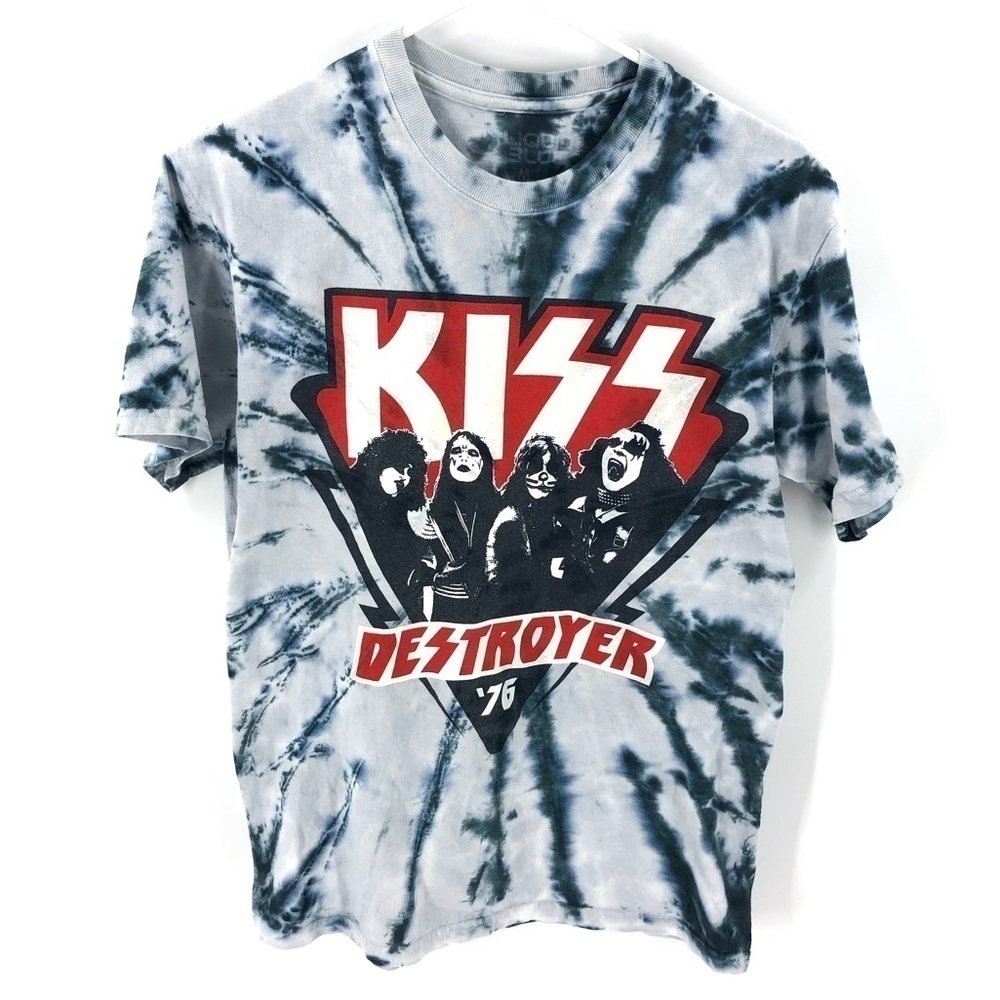 Liquid Blue Kiss Shirt Adult Medium Destroyer 76 Retro Tie Dye Band Rock Graphic - Picture 2 of 8